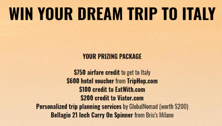 Dream Trip To Italy Sweepstakes: Win A Trip For Two To Italy
