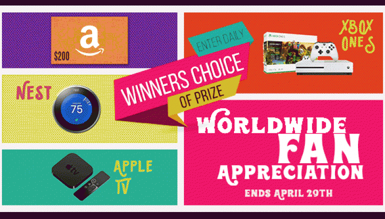 Worldwide Fan Appreciation Giveaway: Win A $200 Amazon Gift Card, Xbox One, Apple TV OR Nest Learning Thermostat